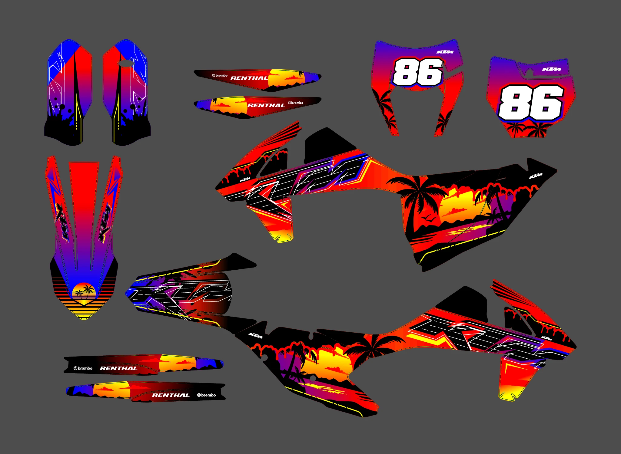 kit déco ktm exc / exc f (2017 2019) miami