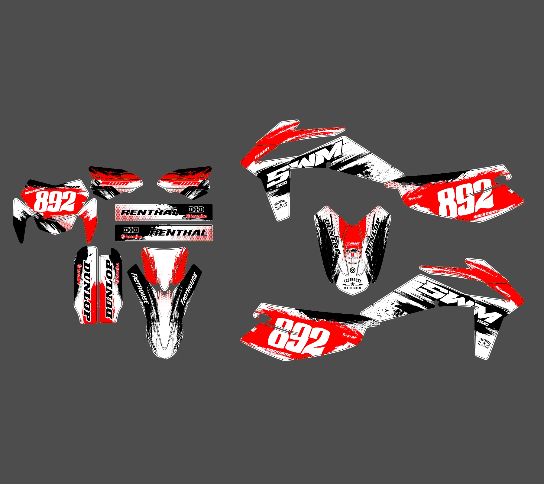 kit déco swm 125 / 300 / 500 (2019 2022) race rouge