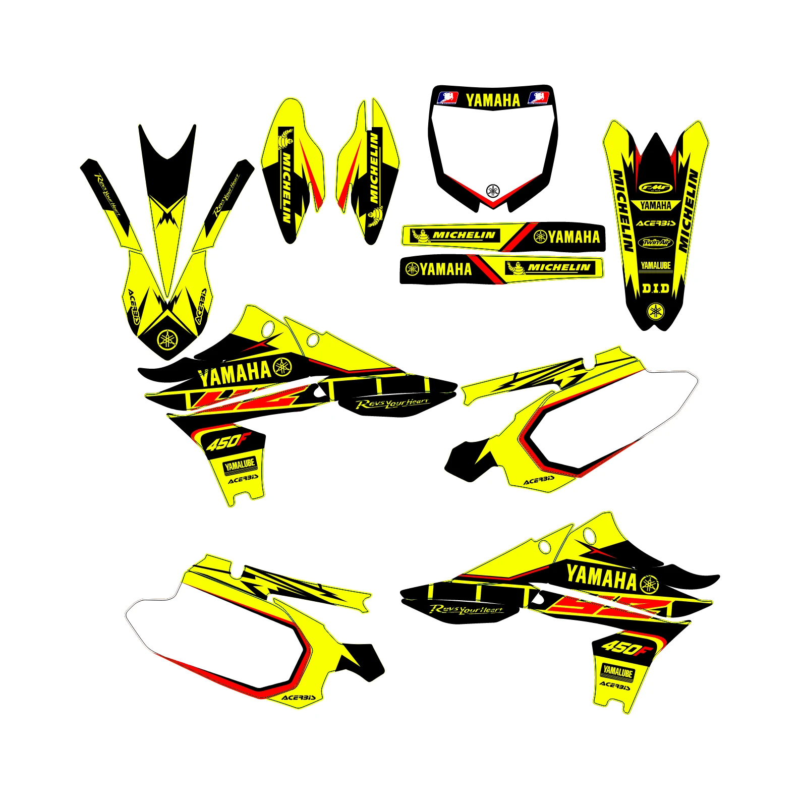 kit déco yamaha 450 yzf (2014 2017) factory jaune