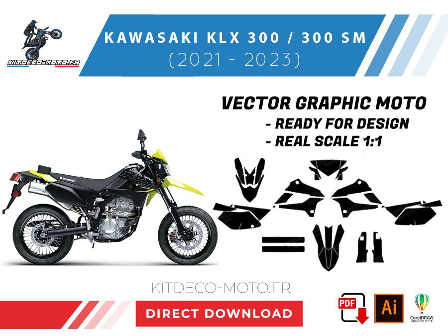 template kawasaki klx 300 / 300 sm (2021 2023) vector