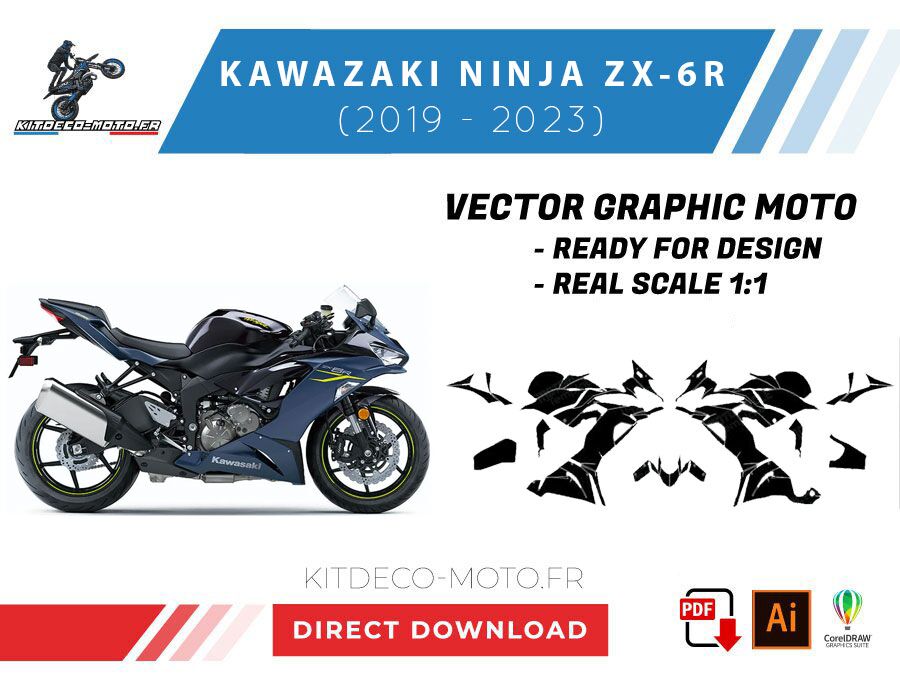 template kawasaki ninja zx 6r 636 (2019 2023) vector